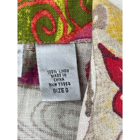 Chico's Button-Up Top Women's Size 0 Multicolor 100% Linen Floral Short Sleeves - Picture 3 of 6